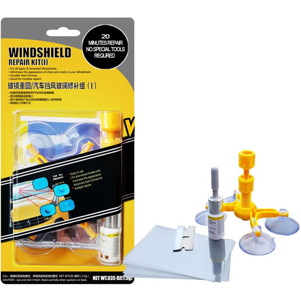 Car Styling Windshield Repair Kit Car Window Glass Scratch Crack Restore Repair Tool Car Window Screen Polishing Polishing 1Set