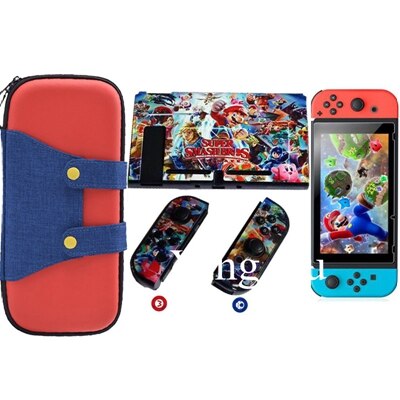 Bolsa de almacenamiento para Nintendo Switch Console protector de pantalla de vidrio templado para Nintendoswitch Joystick Grip Caps para Nitendo Joy-Con