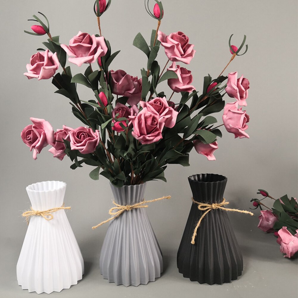 Plastic Vase Home -Resistant Hydroponic Vase Imitation Enamel Decorative Ornaments Imitation Ceramic Flower Pot