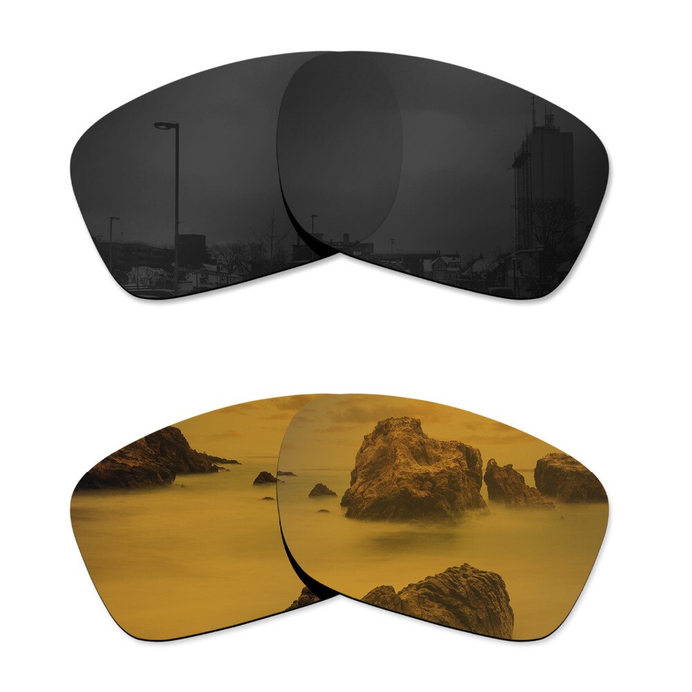 Glintbay 2 par polariserede solbriller udskiftning linser til oakley holbrook stealth sort og bronze guld