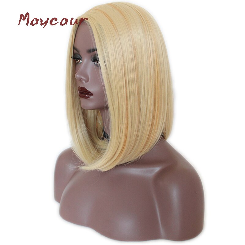 Maycaur Blonde/Oranje Bob Pruiken Voor Zwarte Vrouwen Korte Rechte Synthetisch Haar Pruik