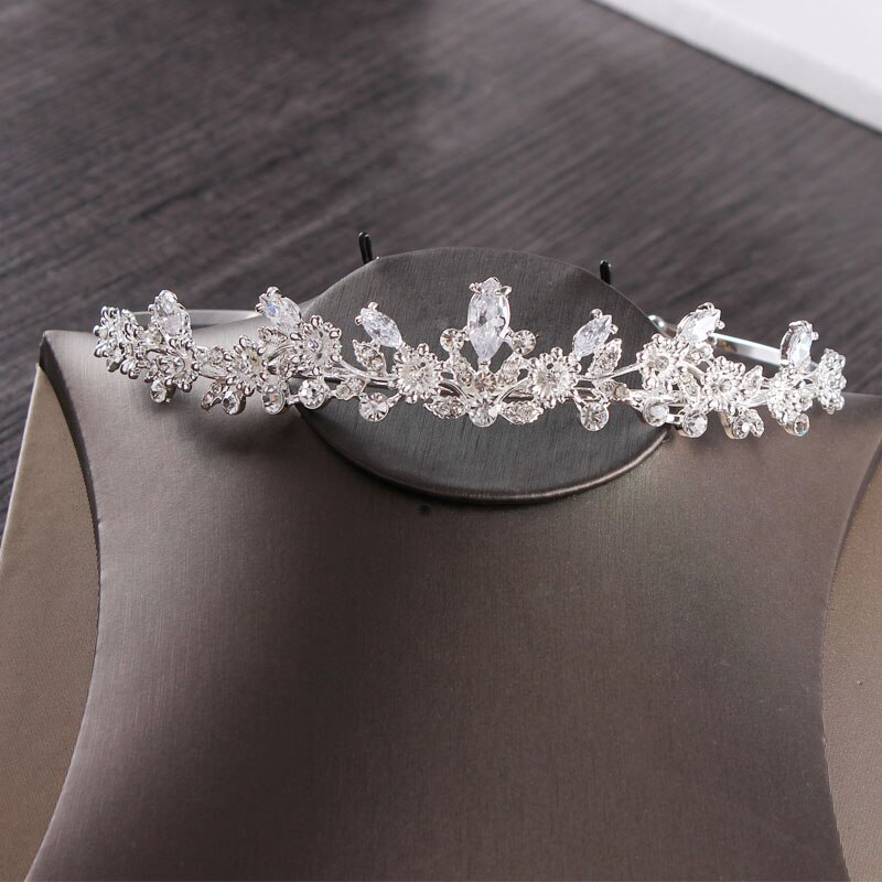 Luxe Cubic Zirkoon Leaf Bridal Sieraden Set Bruiloft Sieraden Set Strass Diadeem Tiara Kroon Choker Ketting Oorbellen Bijoux