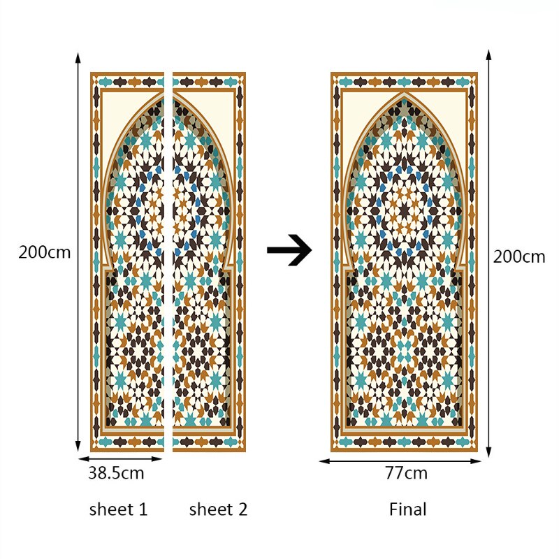 77 x 200cm nyeste islam muslimske portdørklistermærke ramadan dør aftagelig vægklistermærke stue soveværelse boligindretning ymt 063