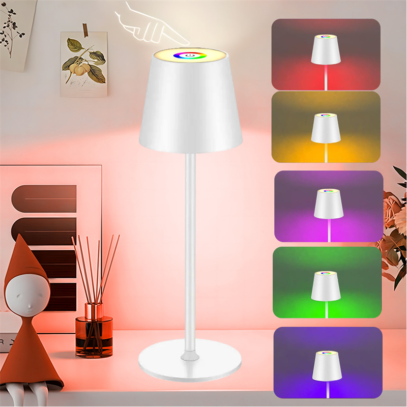 RGB-Akku-Tischlampe, RGB-Tischlampe mit wiederaufladbarem Akku und Touch-Steuerung, dimmbare Tischlampe für Nachttischlampen im Schlafzimmer