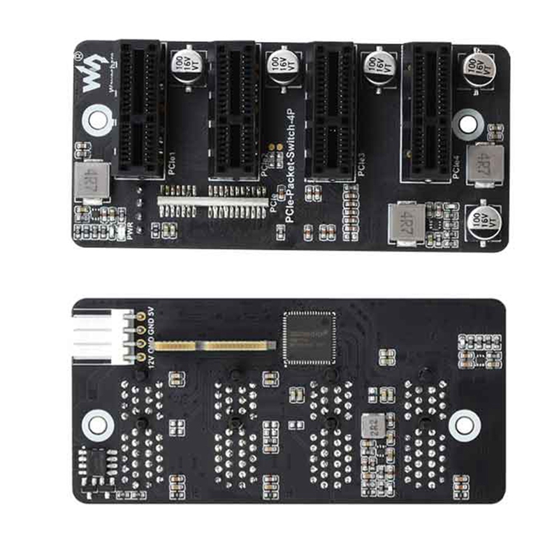 PCIe Expansion Card 1 to 4 Gen 2 Expansion 4-Way PCIe Gen 2 CM4 for Raspberry Pi Driver-Free Plug Play
