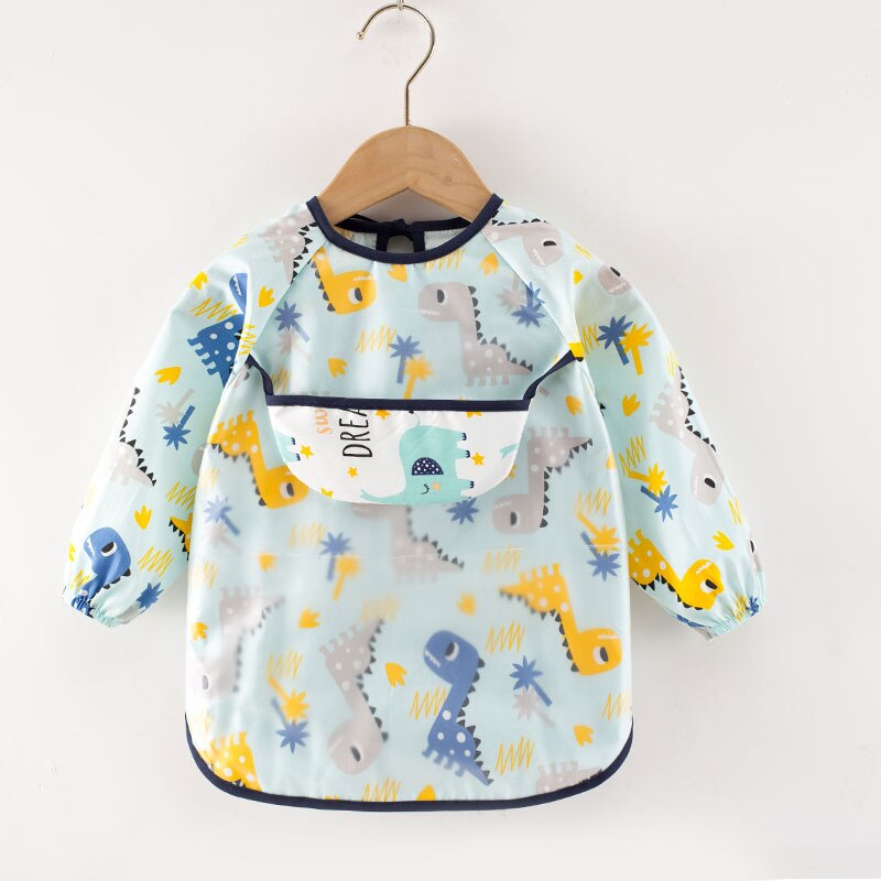 Baby Kids Toddler Long Sleeve Scarf Waterproof Art Smock Feeding Bib Apron Pocket Infant Boys Girls Burp Cloth Bandana Bibs: 5