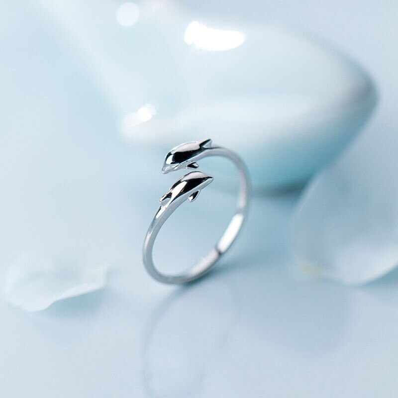 Hiphop Vintage Dolfijn Vis Ringen Voor Vrouwen Engagement Meisjes Party Vinger Ring Sieraden Bijoux Accessoires