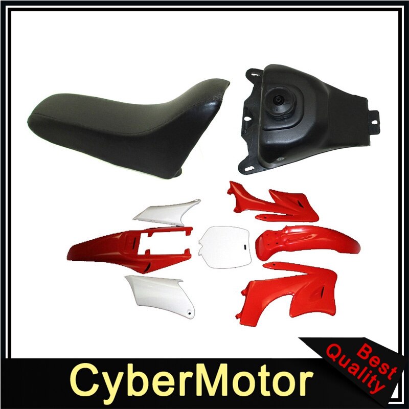 Kits de carenado de guardabarros de plástico + asiento de espuma + tanque de gasolina para China de 2 tiempos 47 49cc Apollo KXD Orion Mini Dirt Bike: Red