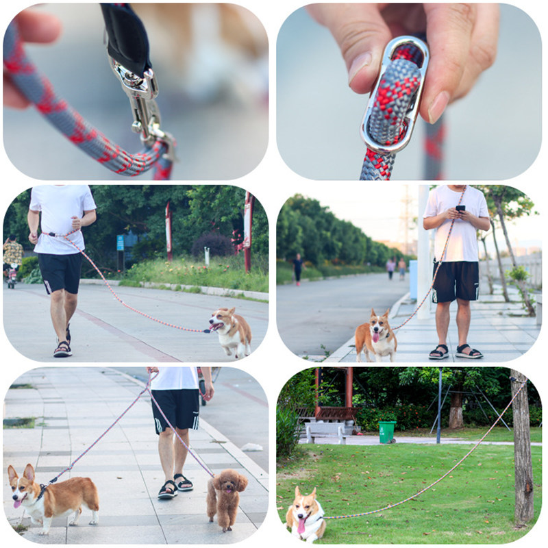Correa reflectante ajustable para perro, correas de manos libres para caminar, a prueba de explosiones, suministros para mascotas