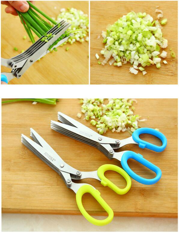 Novelty 5 layers of stainless steel kitchen Chopped scallions scissors cut office shredding DIY craft scissors