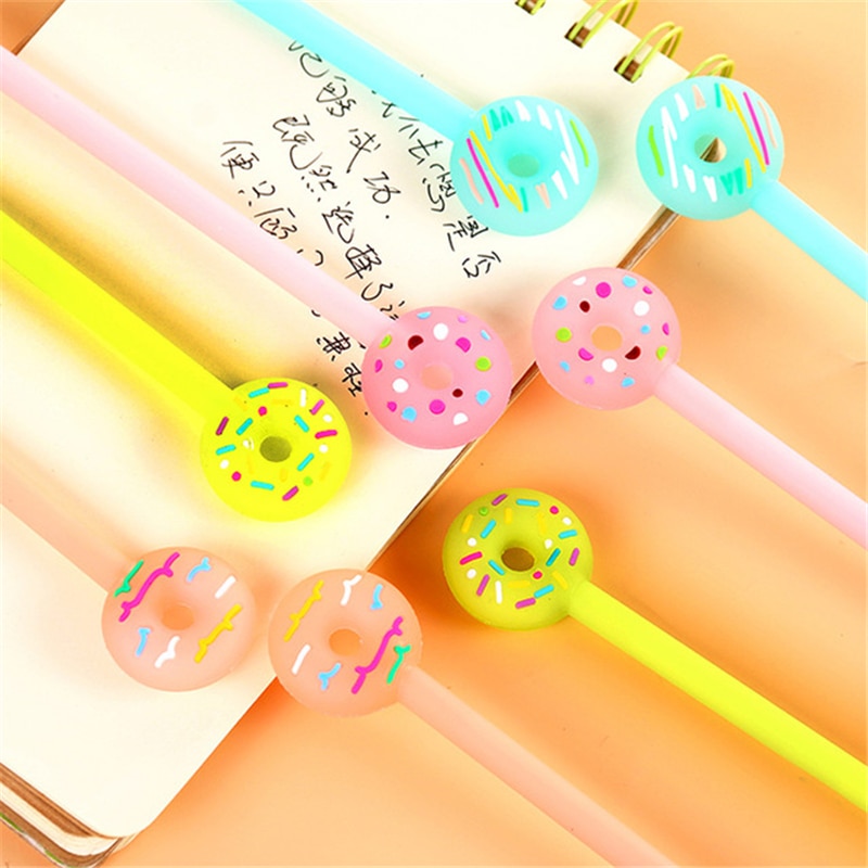 5 STKS Leuke Candy Zoete Donut 0.38 Mm Zwart Refill Marker Pen/Gel Pen Kawaii Donuts Cookies Pen Kids School Supply