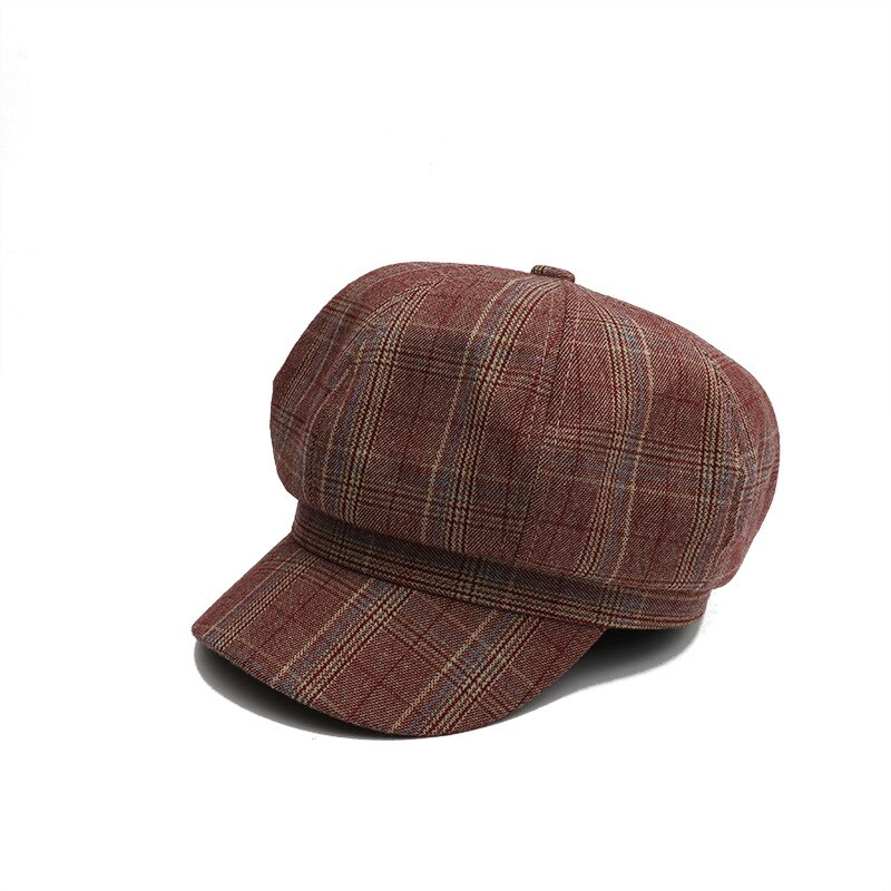 COKK Newsboy Cap Women Octagonal Hat Plaid Beret Winter Hats For Women Lady Vintage Bonnet Retro Hats Gorras