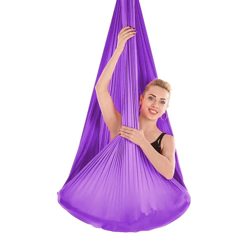 5*2.8m High Strength Aerial Silk Yoga Swing Hammock Anti-Gravity Flying Inversion Yoga Belts for GYM Home Exercise Fitness: Champagne