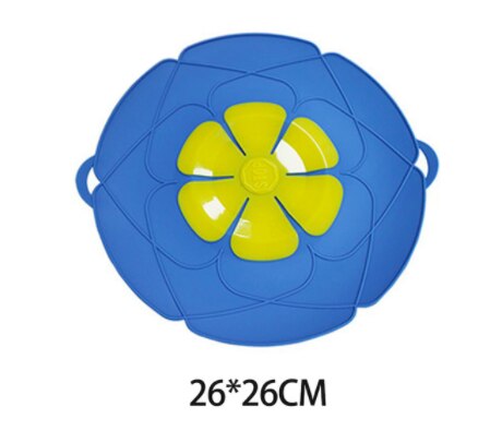 Silikonlock spillstoppskydd multifunktionsstänklock köksredskap verktyg kruka panna anti-overflow kruka lock 3d blomma: 26cm blå