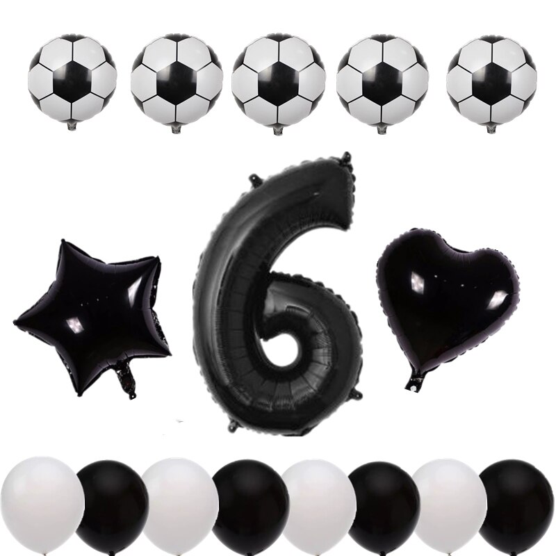 16 Uds 10 pulgadas Mini globo de fútbol Set 0-9 Número forma de estrella y corazón globos de aluminio DIY niños Baby Shower decoración de de cumpleaños