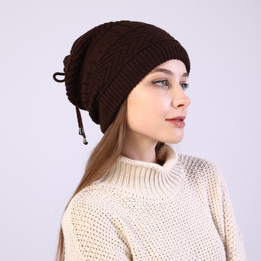 Gorro de punto elástico para mujer, bufanda de redecilla lisa, cálido, para Otoño e Invierno