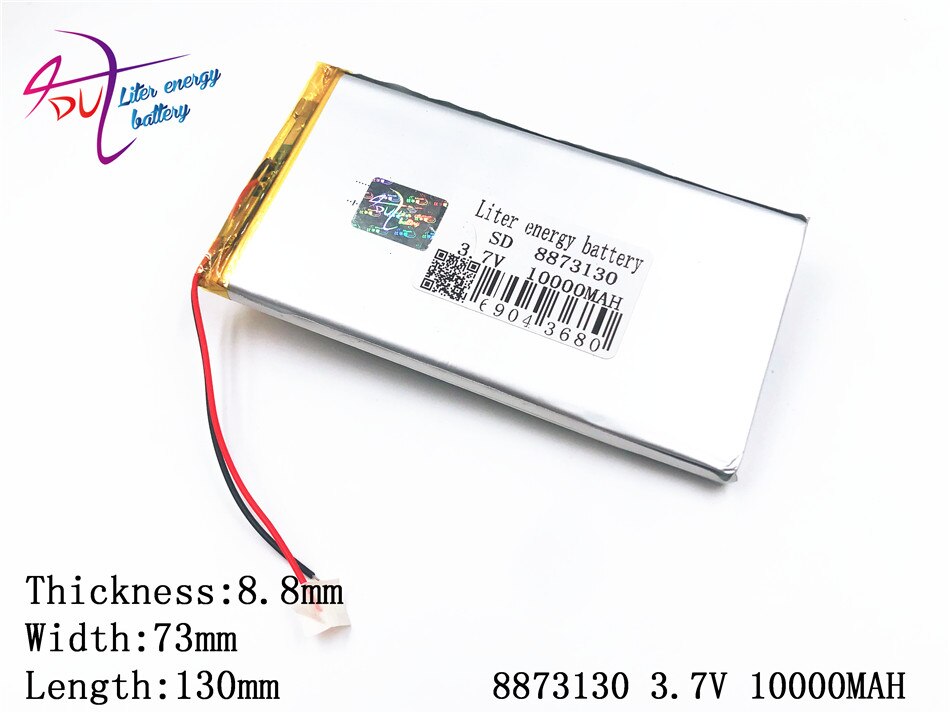Batterie lipo rechargeable, cellule 3.7 V 8873130 10000 mah, pour tablette, gm, lithium polymère,
