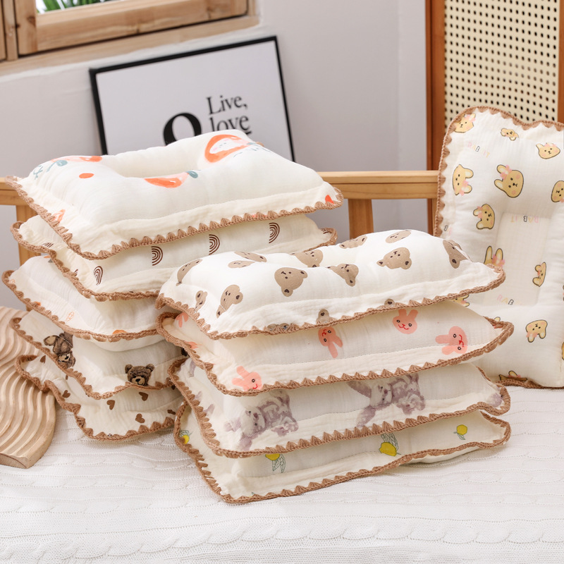 Cartoon Baby Newborn Pillow Breathable Pillow Soft Cotton Toddler Bed Pillow for Sleeping Bassinet Bedding