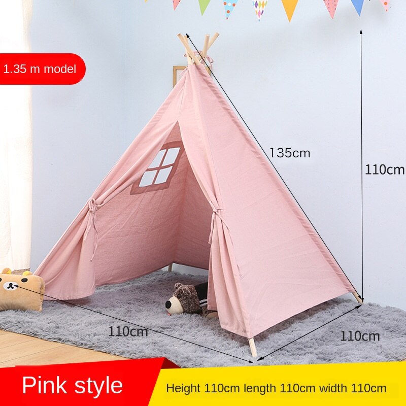 Tipi tent for kids Play-Tent Teepee House Wigwam Room Children's Tent Game-House Triangle Teepee Canvas Sleeping Dome 135cm: Pink Tent