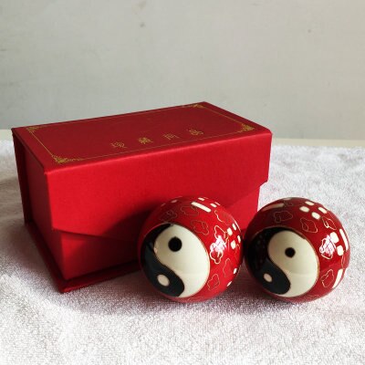 Bola de fitness Cloisonne, Bola de Salud de Tai Chi de tono hueco, mano de ancianos que sostiene las bolas de ocho trigramos: Azul