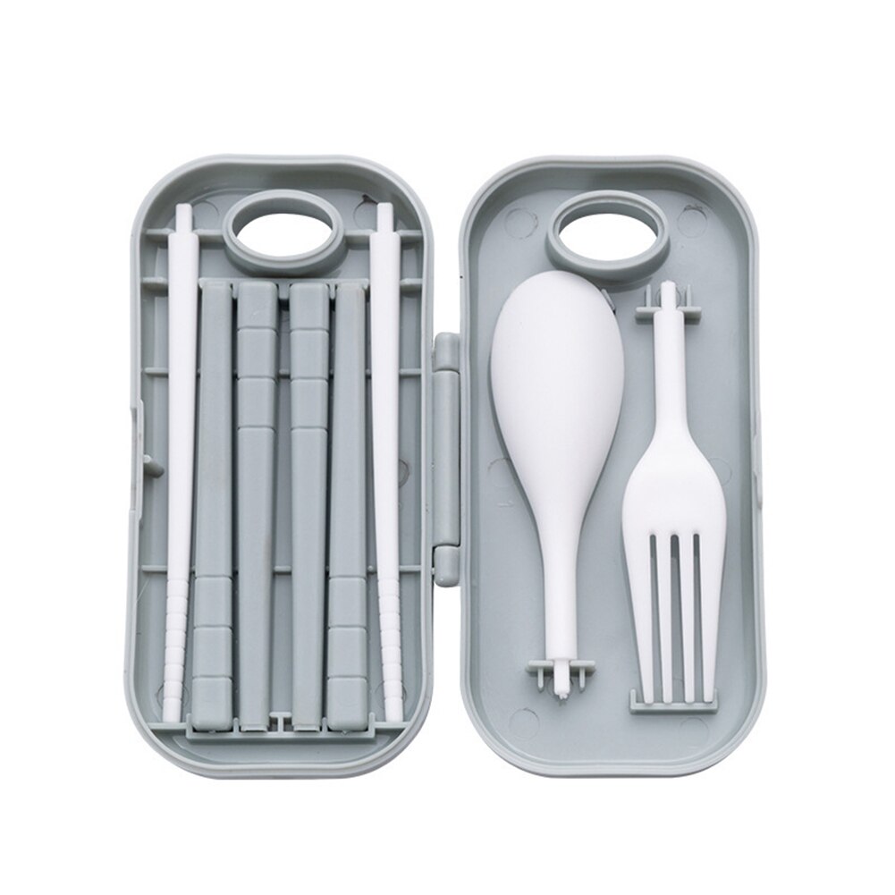 Couverts de voyage Bento baguettes fourchette cuillère pliable ensemble avec boîte de rangement