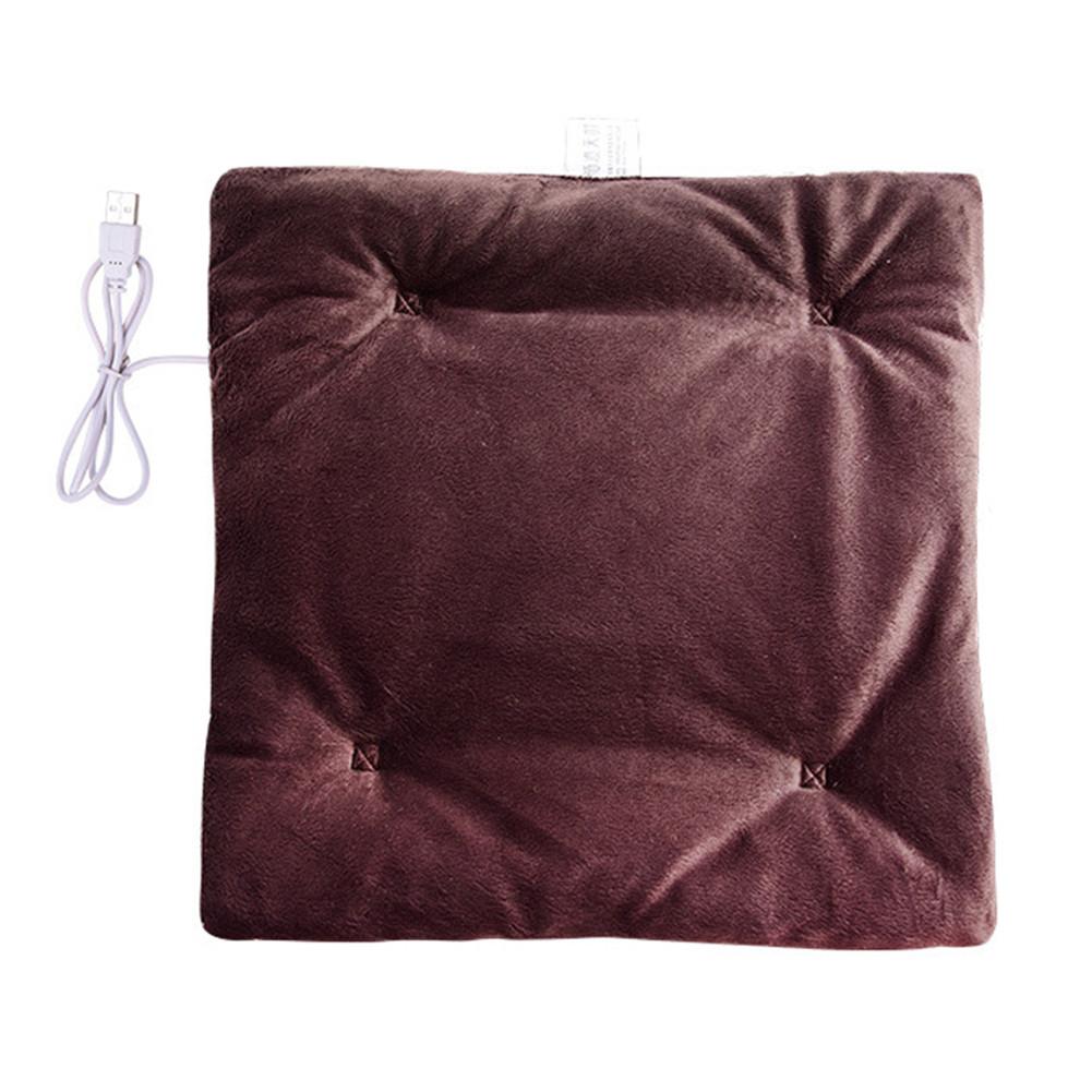 Winter Electric Heating Pad Soft Fleece USB Charging Portable Heated Cushion Home Office Chair Driving Travelling Cold Weather: Brown