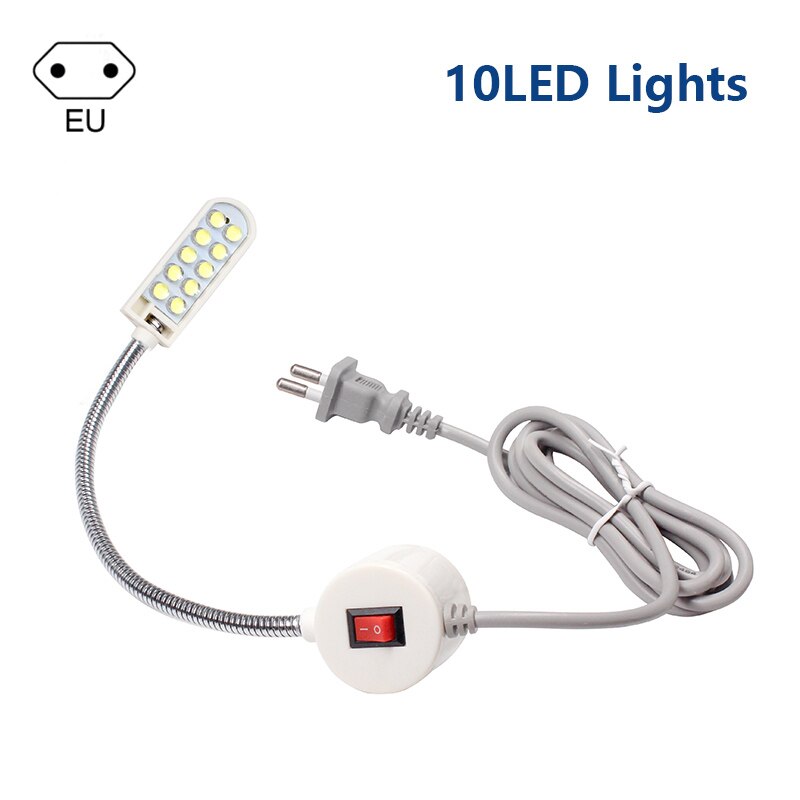 Super Bright LED Sewing Machine Light 10/20/30 LED Multifunctional Gooseneck Work Lamp For Lathes,Drill Presses,Workbenches: EU Plug / 10leds