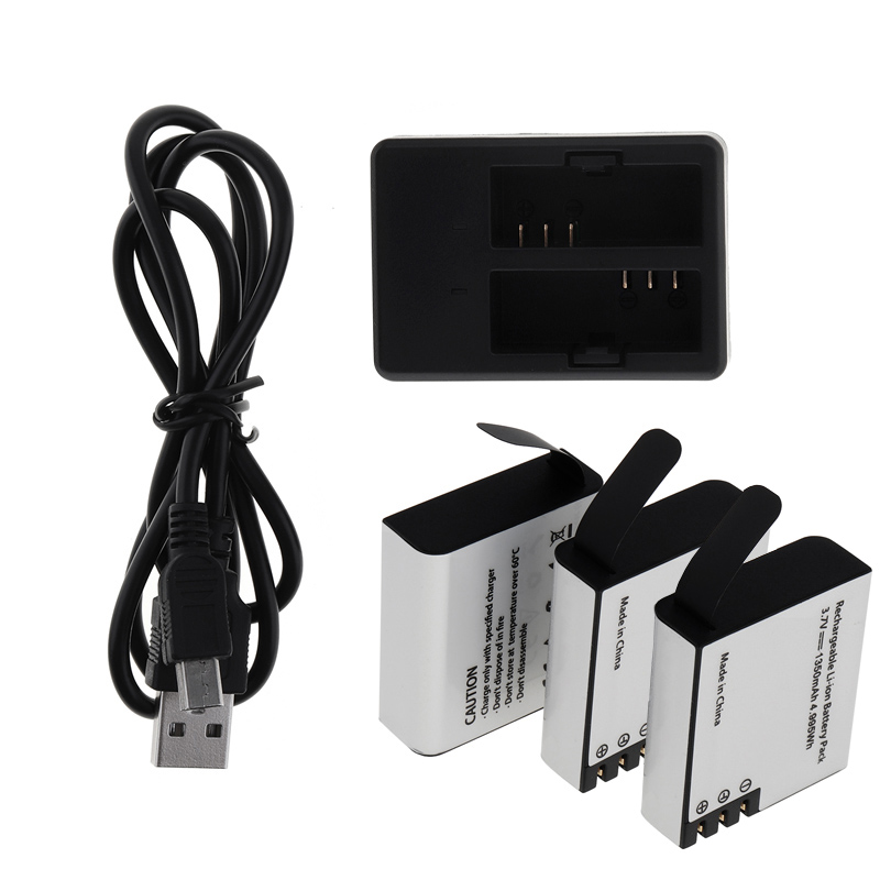 1350mAh Batterie mit Ladegerät für AKASO EK7000 Mutig 4 V50x EKEN H9 h9r H5sPlus h6s SJ4000 Sj5000 SJ7000 SooCoo c30 C50 f68: Ladegerät x3 Batterien
