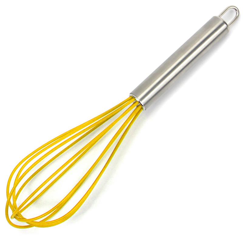 Batidor de alambre de acero inoxidable, 8 pulgadas, batidor Manual de huevos, utensilio de cocina para hornear, batidor de mantequilla y crema de leche: Yellow