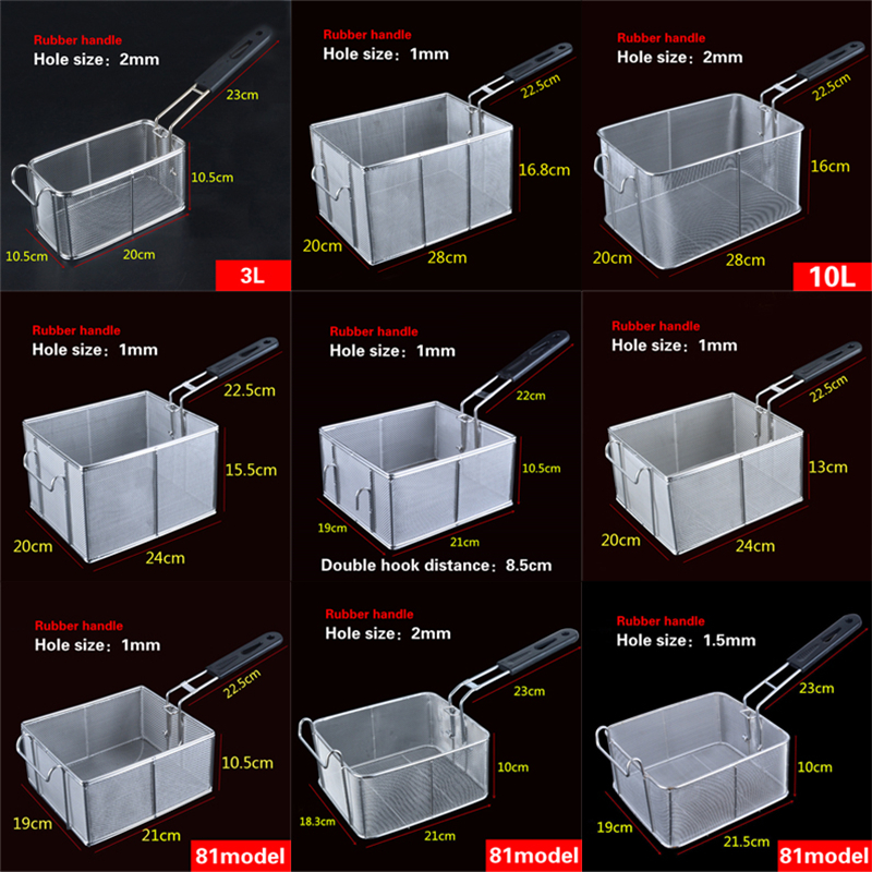 Stainless steel frying basket net French fries basket frying frame square oil control filter frying basket dense frying screen