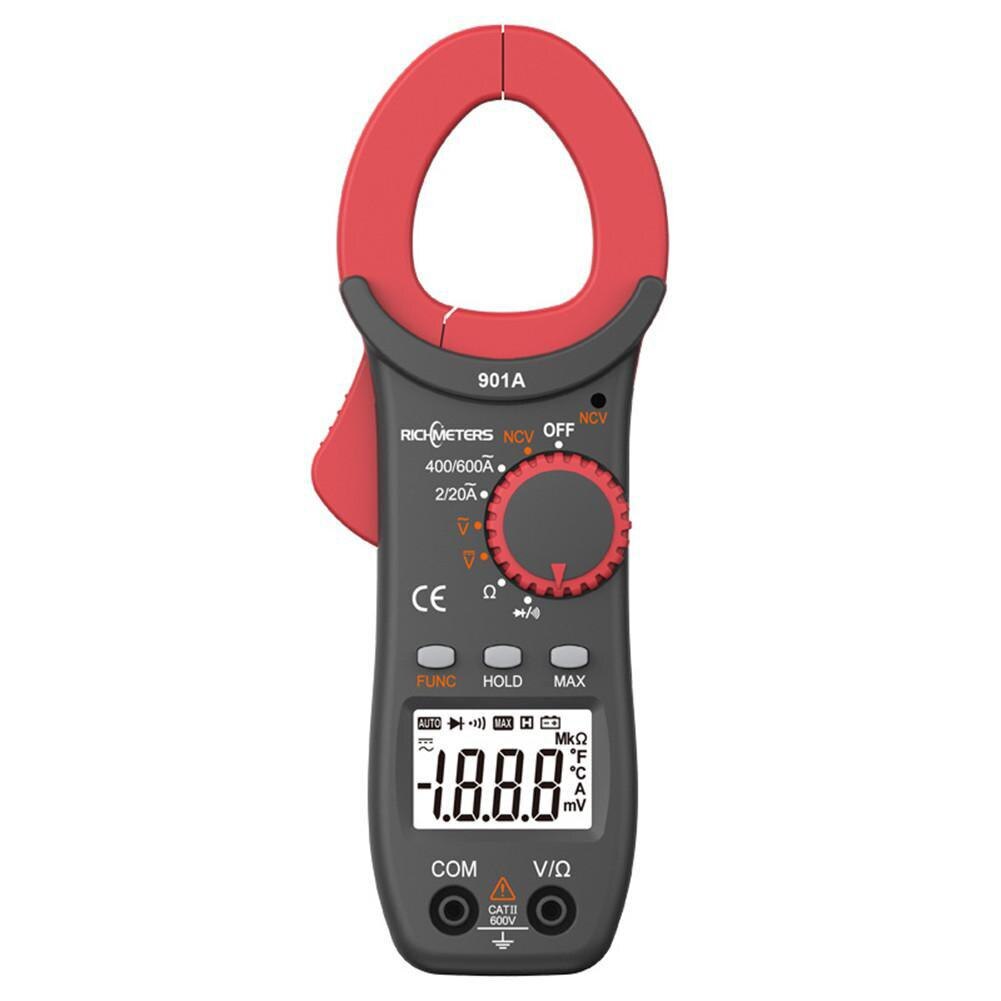 Digital Clamp Meter Plastic Smart Protection AC / DC Current Frequency Temperature Measurement Meter