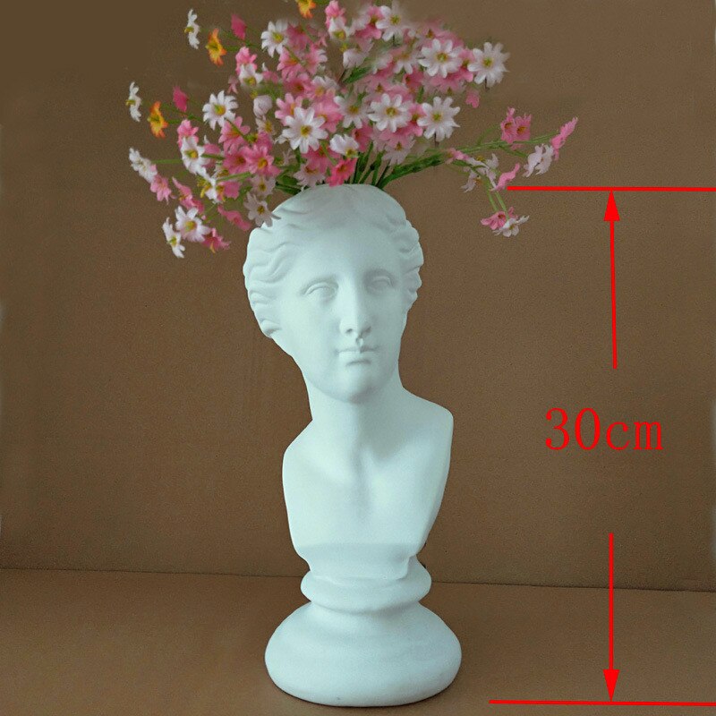 30CM Roman Mythology Venus Head Portraits Vase Bedroom Figure Statue Flower Arrangement Nordic Ornaments Flower Pot X1524