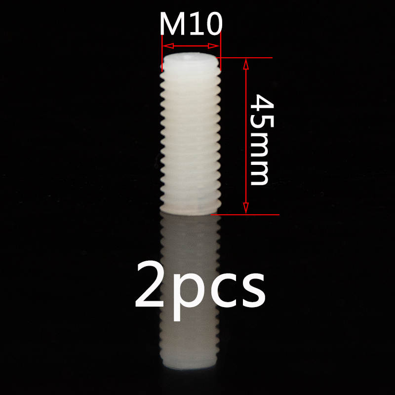 M10 m12 weiße, geschlitzte Nylon-gewindestifte mit kunststoffgewinde und flachem kopf, metrische, kopflose schlitzschrauben, madenschraubenlänge 15mm-50mm: Yzb 10 x 45 x 2