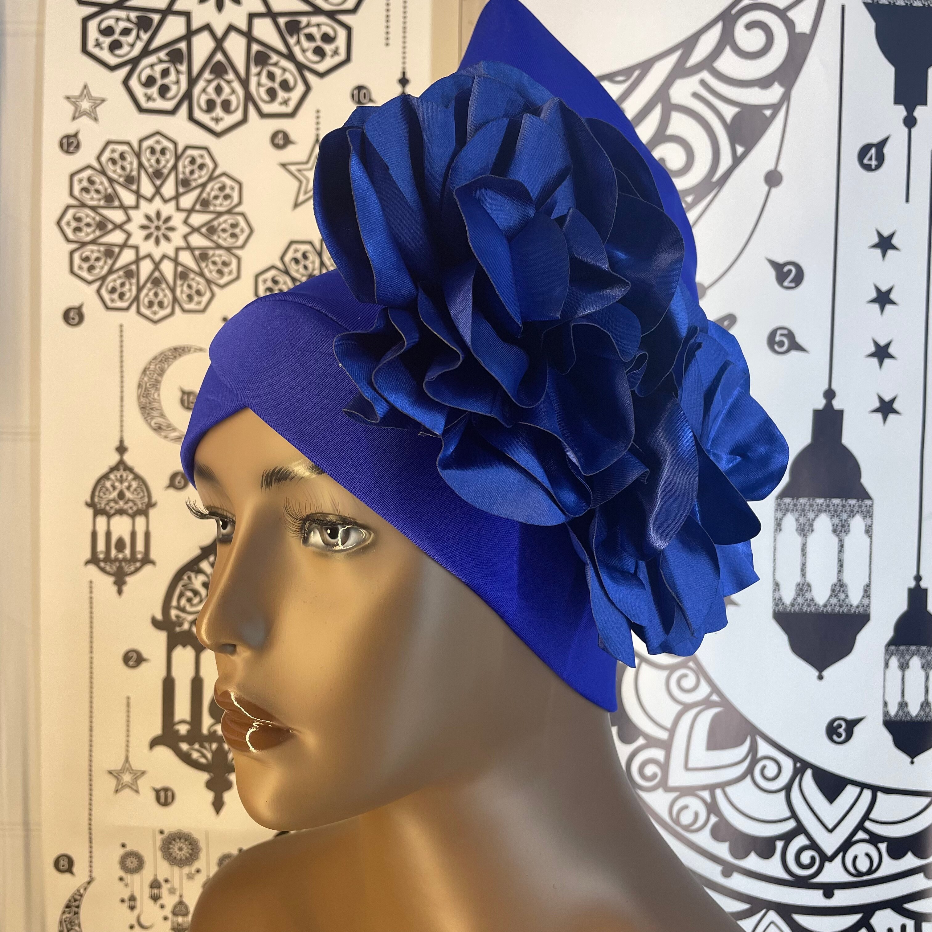 Women&#39;s Already Made Headties Damsak Aso Oke Auto Gele Turban African Hat with Flower Moslin Robe Hijab Cap Muslim Inner