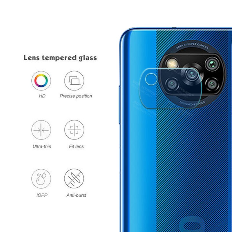 Verre de caméra 2-en-1 pour xiaomi poco x3 nfc protecteur d'écran léger et film d'objectif pour xiaomi mi pocox3 x 3 nfc bouclier blindé verre