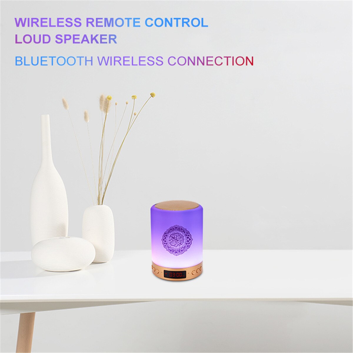 Koranen touch lampa bärbar färgglad fjärrkontroll liten led nattlampa koran koran reciter muslim trådlös bluetooth högtalare