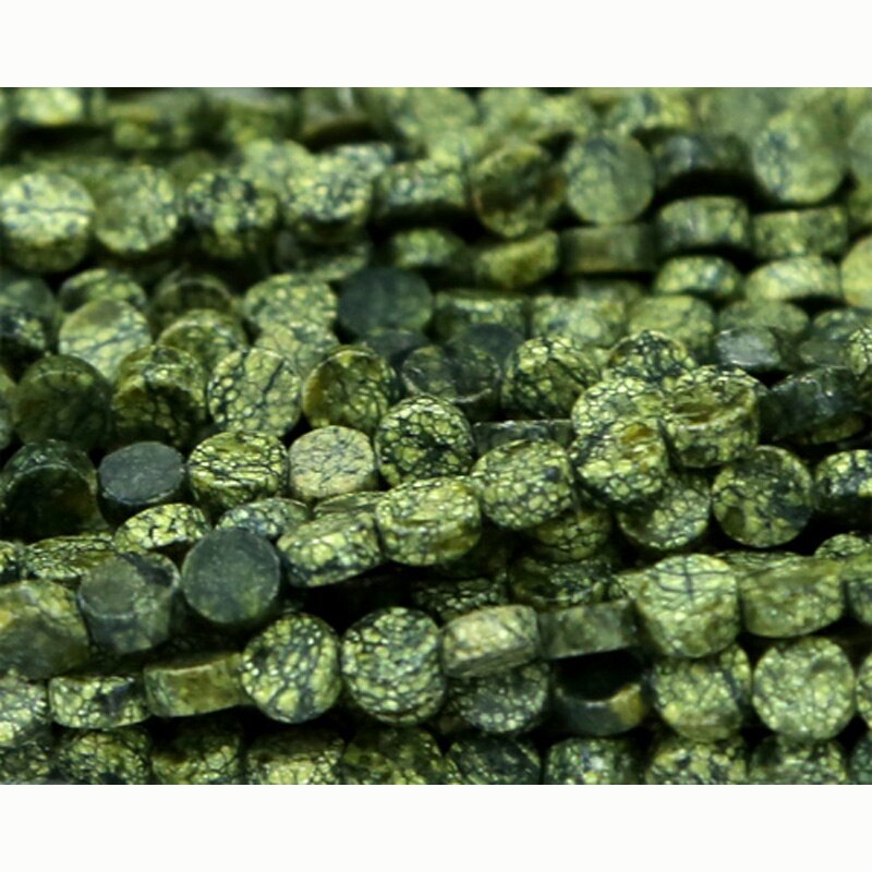 Natural Stone Genuine Green Serpentine Flat Coin Beads Disc Small Loose Beads 5mm Fit Jewelry DIY Necklace 15" 03196