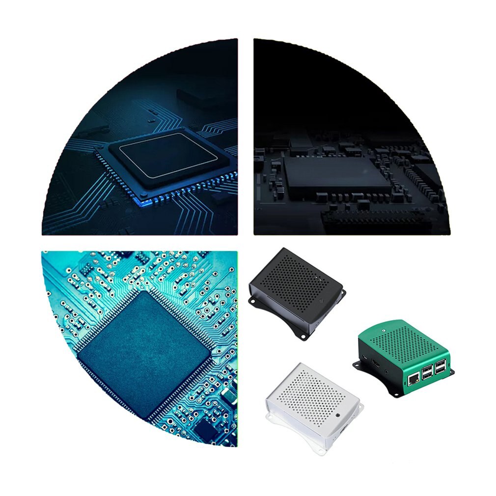 For Raspberry Pi 3 Model B+ Aluminum Case With Fan Metal Enclosure Silver Green Black Case RPI 3 Box For Raspberry Pi