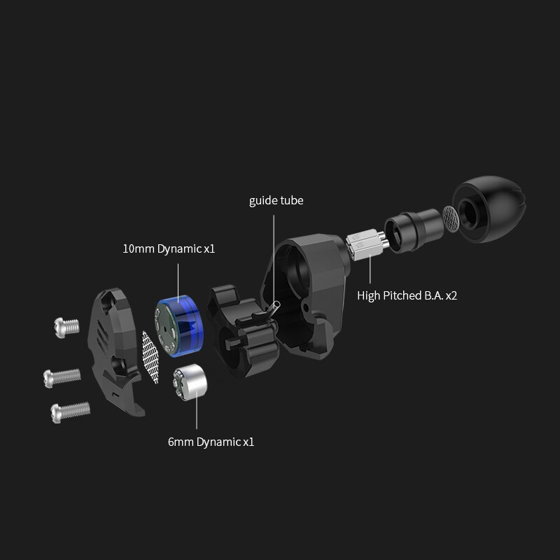 KZ-Auriculares con controladores 2DD + 2BA, monitores estéreo HIFI, deportivos, con tecnología híbrida, cancelación de ruido, para juegos, KZ ZS6 8