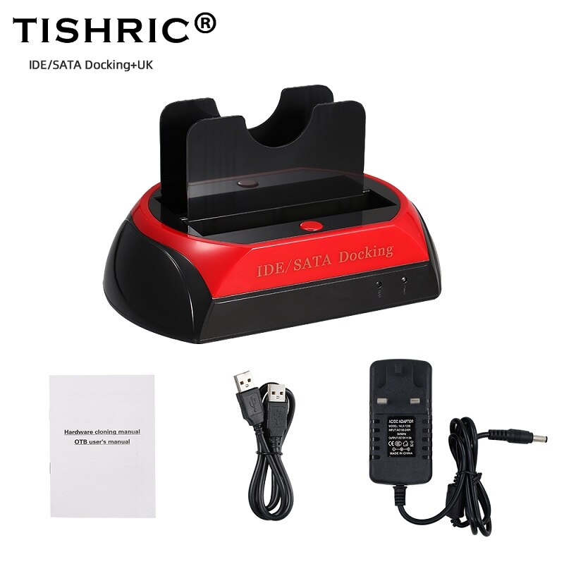 Tishric alt i en hdd docking / dockstation hd dual sata ide til usb 2.0 2.5 3.5 ekstern harddisklæser huskasse hd box: Uk-stik