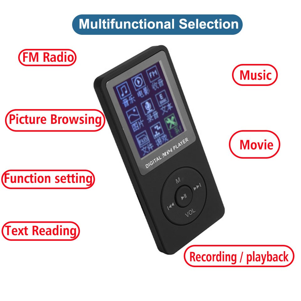 Stil bærbar 1.8 "lcd  mp3 mp4 afspiller til ipod musik video medieafspiller fm radio bærbar farverig  mp3 mp4 afspiller musik video