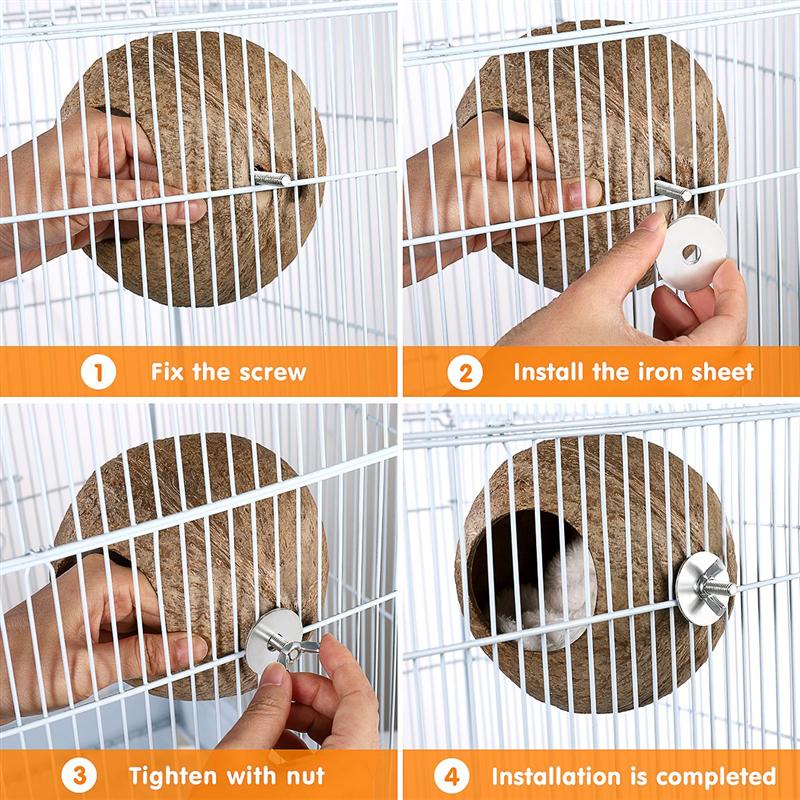 Coconut Shell Pet Bird Nest Hamster Squirrel Breeding Nest Crafts Delicate Bird House Pendant for Yard Garden