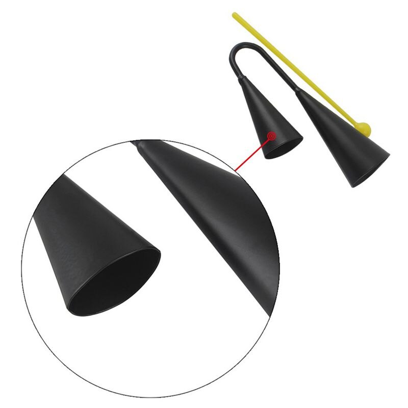 Homeland iron cow bell, tweekleurige zwarte koebel met sticker voor percussie-instrument