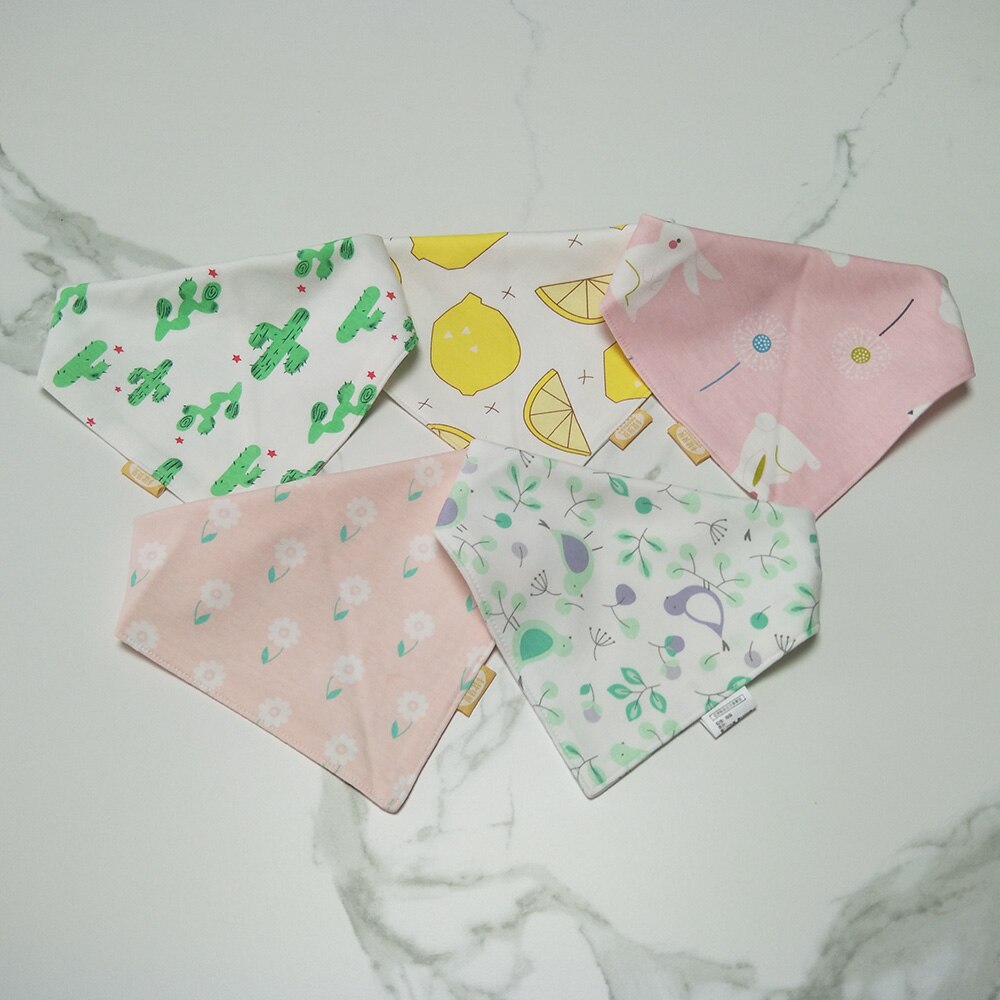 5pcs/lot Baby Bibs for Boy Girl Bandana Bib Burp Cloth Cute Triangle Cotton Baby Scarf Meal Collar Burp Infant Accessories