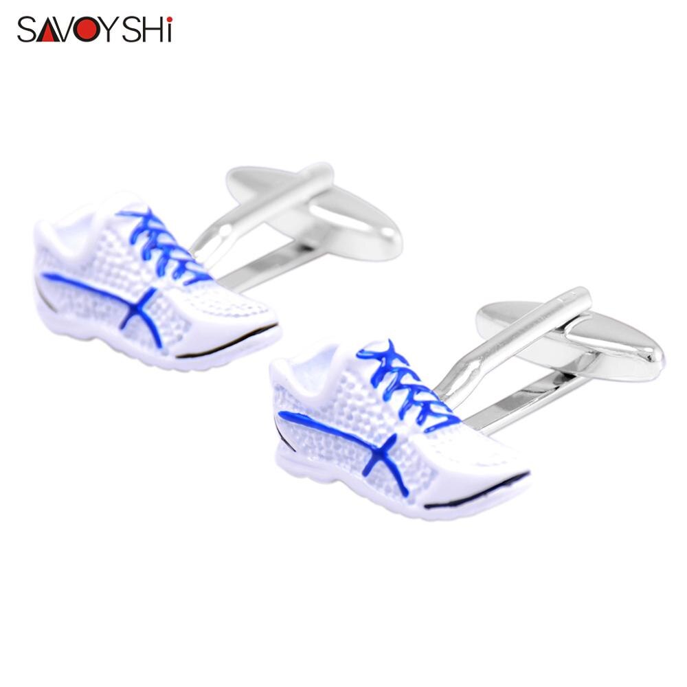 SAVOYSHI Top Enamel Cufflinks for Mens Shirt Cuff buttons Novelty Basketball Shoes Cuff link Special Free Engraving