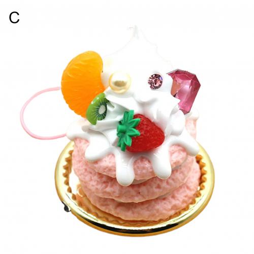LLavero de simulación de pastel de fresa, colgante, correa de teléfono móvil, accesorios de bolsa: C