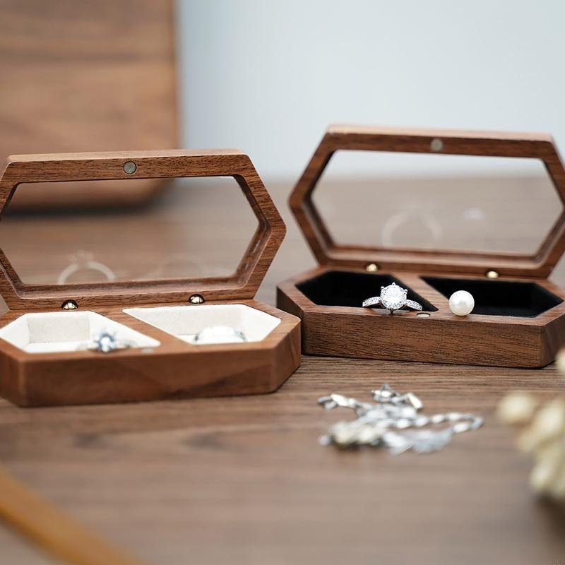 exquisit Walnussholz Ring Kasten Schmuck Organizer Anzeige Ring Aufbewahrungsbox Reise für fallen Schmuck Präsentation Kasten