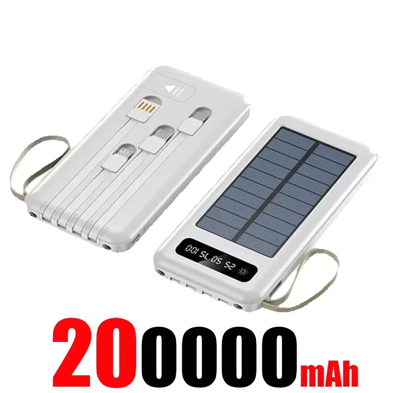 500000 mAh zonne-energiebank Snel opladen Powerbank Draagbare mobiele krachtzaklamp met hoge capaciteit Ingebouwde batterij met 4 kabels: groen
