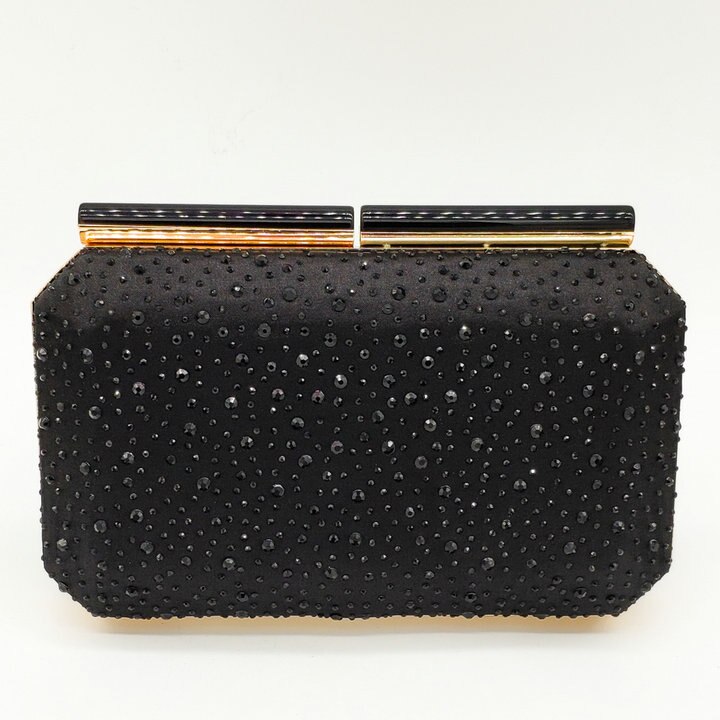 Boutique De FGG Oranje Crystal Vrouwen Evening Clutch Bag Metalen Frame Acryl Sluiting Bruiloft Banket Keten Schoudertas Handtas: Black Evening Bag