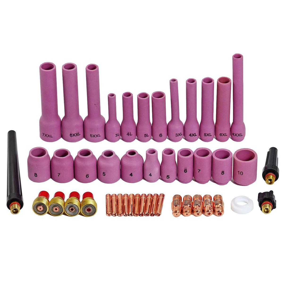 46 PCS/Set TIG Gas Lens Collet Body Assorted Size Kit Fit SR WP 9 20 25 TIG Welding Torch 46pcs